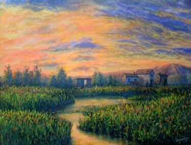 Painting titled "rural landscape (T'…" by Anthony R A Barron, Original Artwork