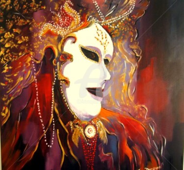 Peinture intitulée "Venise  masque" par Jacky Dumergue, Œuvre d'art originale, Huile