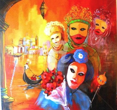 Peinture intitulée "Venise la Santa Mar…" par Jacky Dumergue, Œuvre d'art originale, Huile