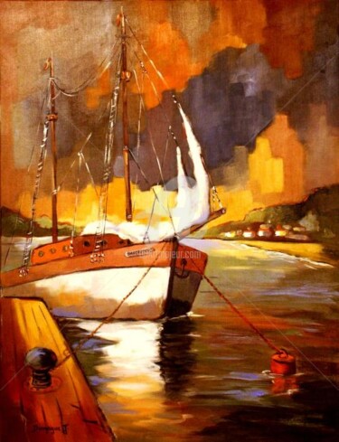 Peinture intitulée "Escale à La Réunion" par Jacky Dumergue, Œuvre d'art originale, Huile