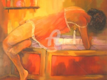Peinture intitulée "Isabel préparation…" par Jacky Dumergue, Œuvre d'art originale, Huile