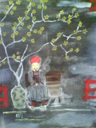 Peinture intitulée "grand pere chinois" par Frederique Towmsend, Œuvre d'art originale