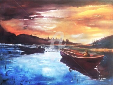 Картина под названием "Boats - 2017 - Oil…" - Mego, Подлинное произведение искусства, Масло