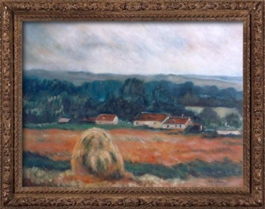 Peinture intitulée "La meule de foin, d…" par Lydie Le Gléhuir, Œuvre d'art originale, Huile