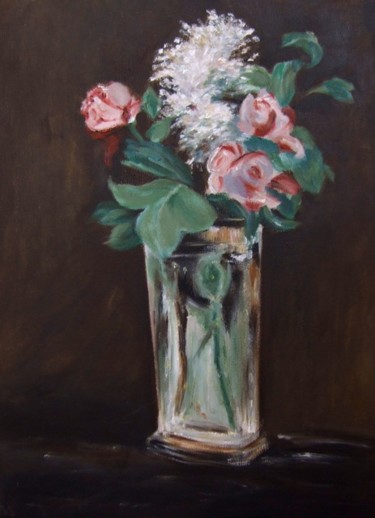 Peinture intitulée "Pivoines dans un va…" par Lydie Le Gléhuir, Œuvre d'art originale