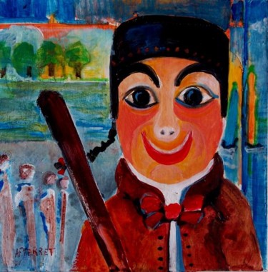 Peinture intitulée "Guignol... le héros…" par Anne-Frédérique Ferret, Œuvre d'art originale, Huile