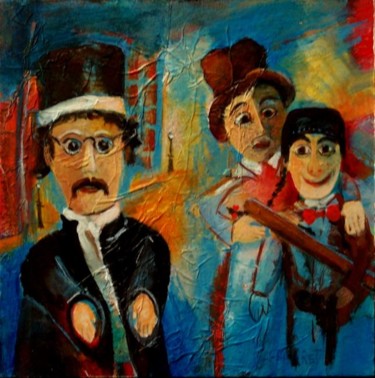 Peinture intitulée "Guignol: petite vir…" par Anne-Frédérique Ferret, Œuvre d'art originale, Huile
