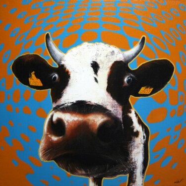 Peinture intitulée "hypnoticow" par Frédéric Leleu, Œuvre d'art originale, Huile