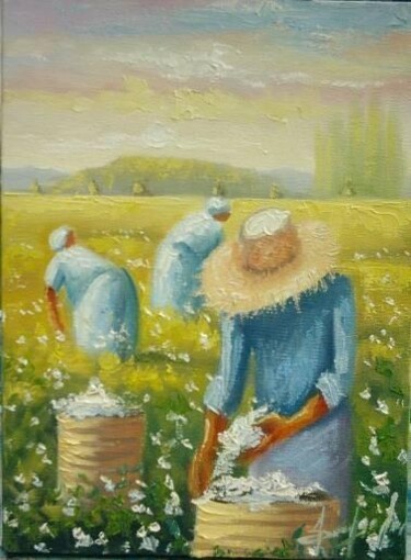 Pintura intitulada "COLHEITA DE ALGODÃO" por Sandro José Da Silva, Obras de arte originais