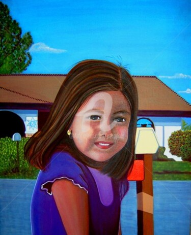 Painting titled "Dani, Kids on the B…" by Drapala Gallery, Original Artwork