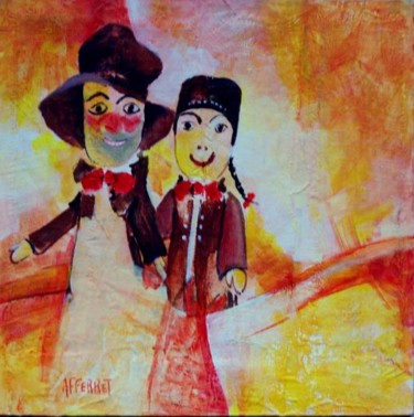 Peinture intitulée "Guignol et Gnafron,…" par Anne-Frédérique Ferret, Œuvre d'art originale