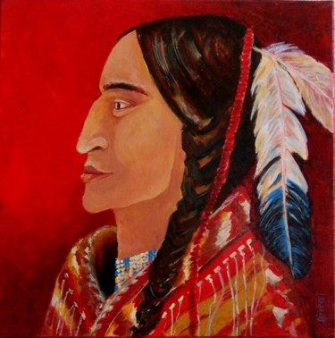 Peinture intitulée "L'homme à Plumes!" par Anne-Frédérique Ferret, Œuvre d'art originale