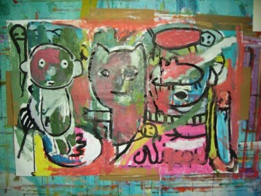Dibujo titulada "LE JARDIN DE WILLIE" por Nicolas Malaize (Nicou), Obra de arte original
