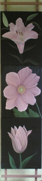 Malerei mit dem Titel "triptyque floral" von Christian Salaun, Original-Kunstwerk