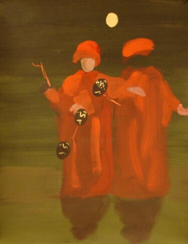Painting titled "Hopping puppets" by Rob Arbouw, Original Artwork, Oil