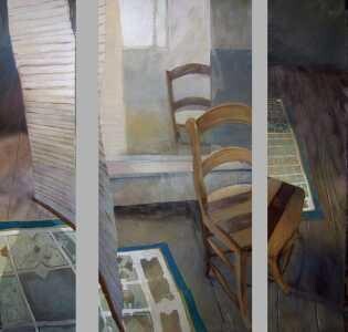 Painting titled "triptyque au tapis" by Mathieu Weemaels, Original Artwork