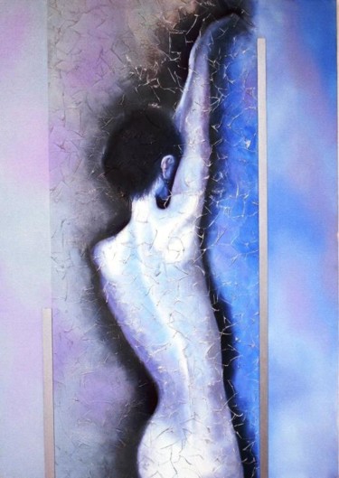 Painting titled "Water" by Geeta Vadhera, Original Artwork, Oil Mounted on Wood Stretcher frame