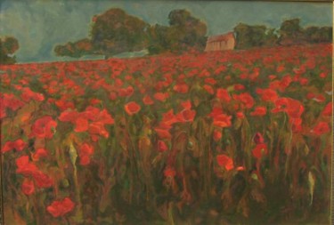 Painting titled "Poppie field - Opiu…" by Aleksej Daniel Djermanovic, Original Artwork