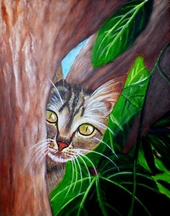 Pintura titulada "Gatita Candy" por Carmen G. Junyent, Obra de arte original