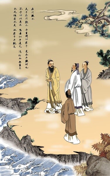 绘画 标题为“在川观水-----孔子” 由智勇 毛, 原创艺术品, 油