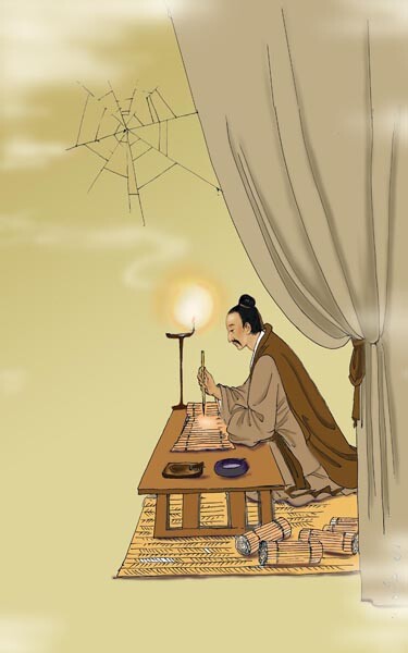 绘画 标题为“司马迁写史记” 由智勇 毛, 原创艺术品, 油