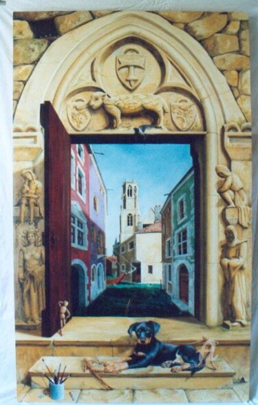 绘画 标题为“Jeu à St Gengoult” 由Jean-François Brivois, 原创艺术品, 油
