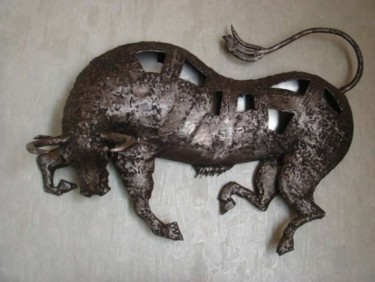 Schilderij getiteld "Stier 2 (60x40)" door Jos Devondel, Origineel Kunstwerk