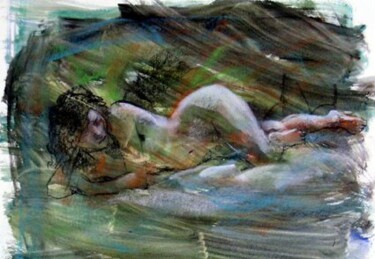 Painting titled "Nude-0202" by Osam Fukuda, Original Artwork, Oil