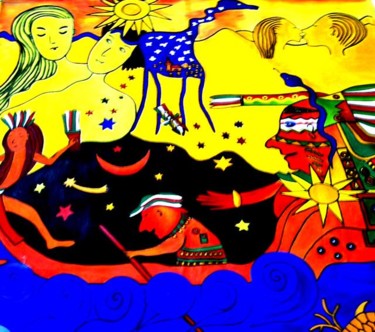 Painting titled "Dioses del mar" by Georg Kiehn, Original Artwork