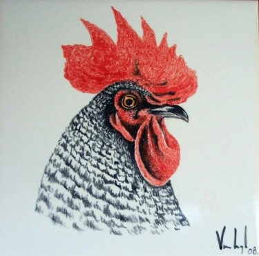 Pintura titulada "Cock's head 2008" por Venessa Lagrand, Obra de arte original, Pigmentos