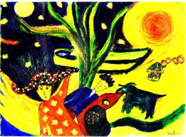 Painting titled "Love in the hut of…" by Georg Kiehn, Original Artwork
