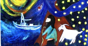 Painting titled "Un pastor con sus c…" by Georg Kiehn, Original Artwork