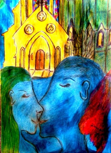 Painting titled "The Kiss" by Georg Kiehn, Original Artwork