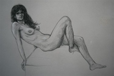 Disegno intitolato "nudo" da Franco Petrosemolo, Opera d'arte originale