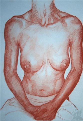 Disegno intitolato "nudo" da Franco Petrosemolo, Opera d'arte originale