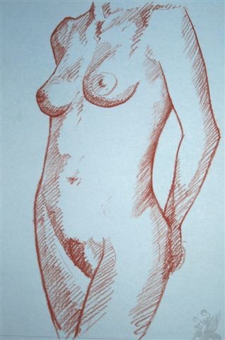 Disegno intitolato "nudo" da Franco Petrosemolo, Opera d'arte originale