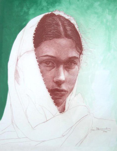 Disegno intitolato "Annunciata" da Franco Petrosemolo, Opera d'arte originale