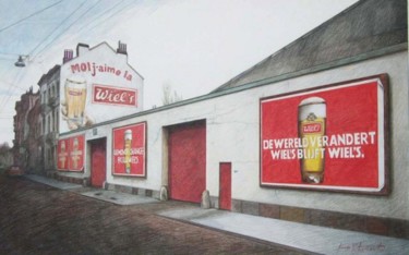 Disegno intitolato "birreria" da Franco Petrosemolo, Opera d'arte originale