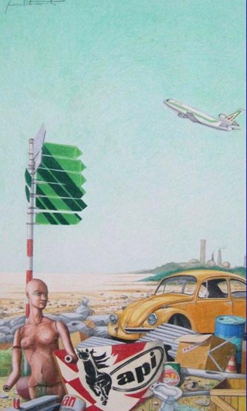 Disegno intitolato "discarica" da Franco Petrosemolo, Opera d'arte originale