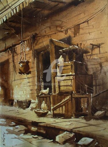 Painting titled "Pigeon" by Kishore Singh, Original Artwork