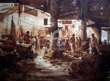 Painting titled "Market15" by Kishore Singh, Original Artwork