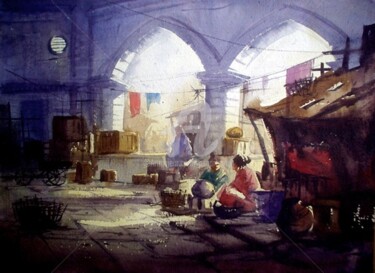 Painting titled "Oldbulding" by Kishore Singh, Original Artwork
