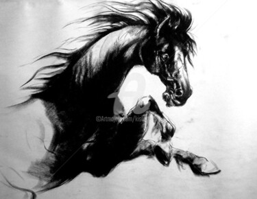 Painting titled "Horse02" by Kishore Singh, Original Artwork