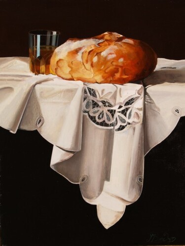 Peinture intitulée "Pain à la nappe" par Jean-Marie Bardyn, Œuvre d'art originale
