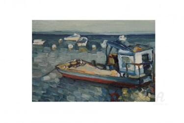 Peinture intitulée "Bateau de Peche (hu…" par Léna Tereshonok, Œuvre d'art originale