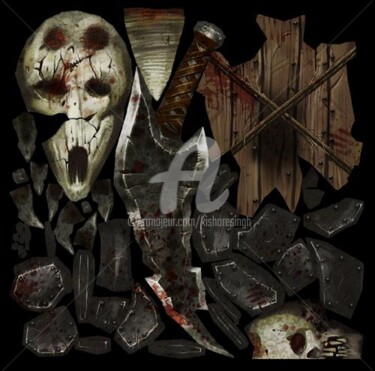 Digital Arts titled "Orc_Sord_Texturemap" by Kishore Singh, Original Artwork