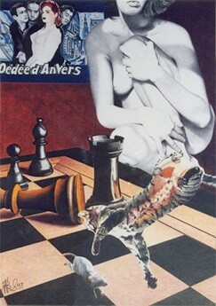绘画 标题为“Pat de velours” 由Dominique Boucher, 原创艺术品, 圆珠笔 安装在纸板上