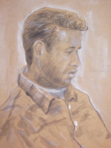 Dessin intitulée "portrait lyes" par Farid Ait Aoudia, Œuvre d'art originale