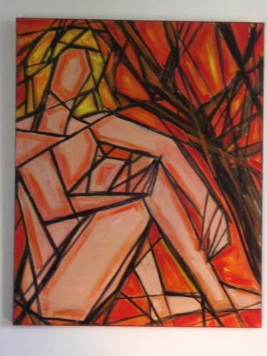 Peinture intitulée "FEMME ASSISE" par Jean-Michel Eudeline, Œuvre d'art originale, Huile