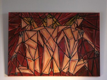 Peinture intitulée "3 PERSONNAGES" par Jean-Michel Eudeline, Œuvre d'art originale, Huile